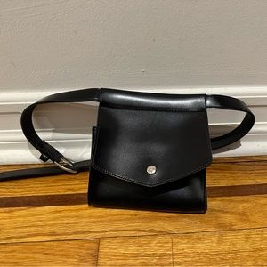 Super cute black leather fanny pack belt bag